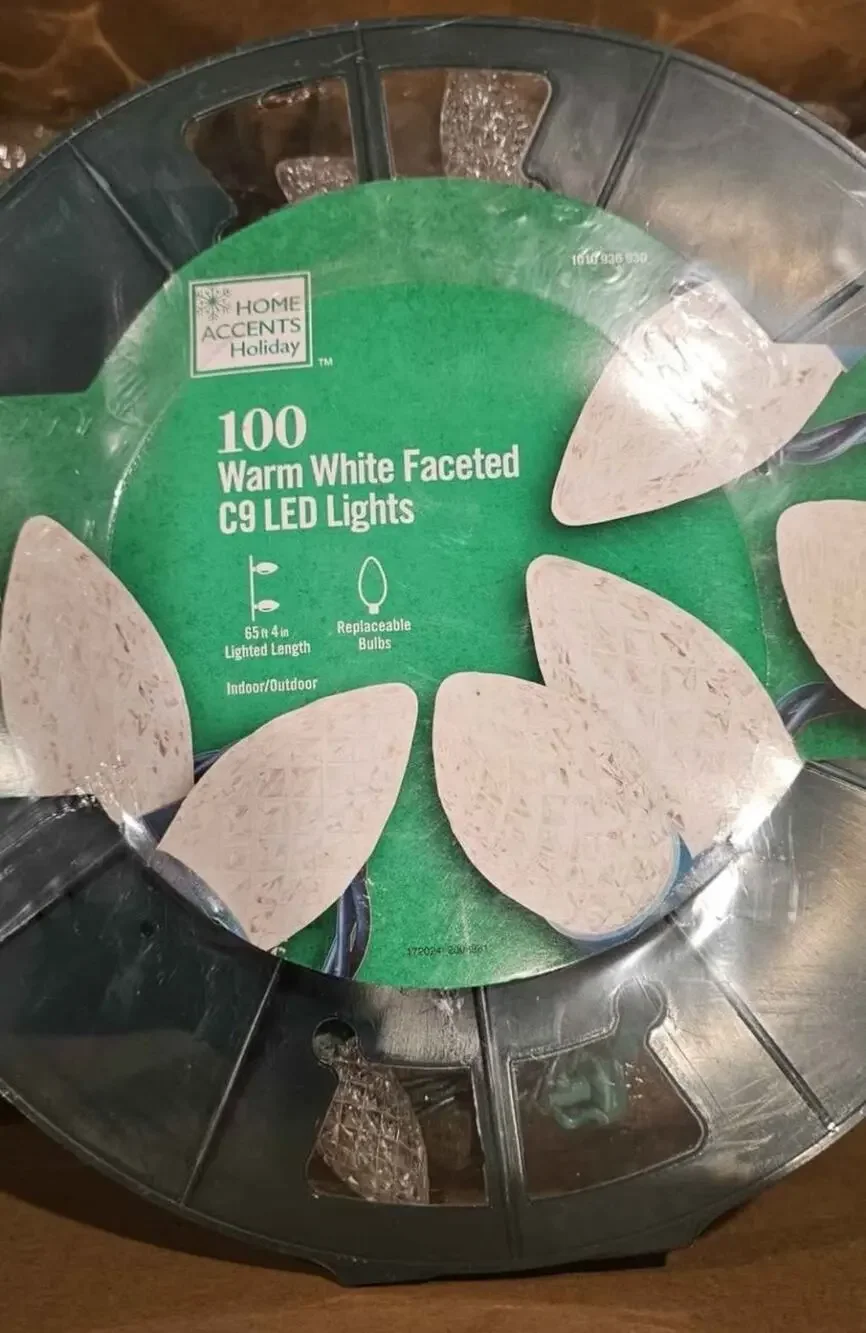 Home Accents Holiday 100 Count Warm White Faceted C9 LED Lights 65 ft christmas